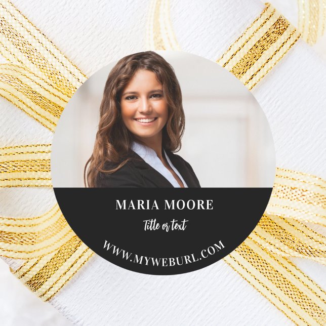 Sticker Rond Nom de la photo textos coordonnées noir blanc affa (Créateur téléchargé)