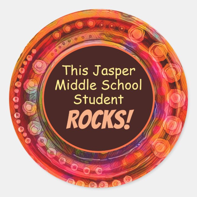 Sticker Rond Nom de l'école Student Rocks Amusant Colorant ense (Devant)