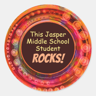 Sticker Rond Nom de l'école Student Rocks Amusant Colorant ense