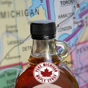 Sticker Rond Nom de l'État avec le mini-Étiquette de sirop d'ér