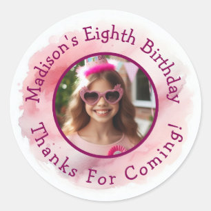 Sticker Rond Nom de photo personnalisé Aquarelle Anniversaire M