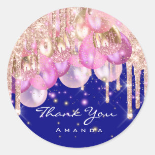 Sticker Rond Nom de remerciement 16e baby shower Parties scinti