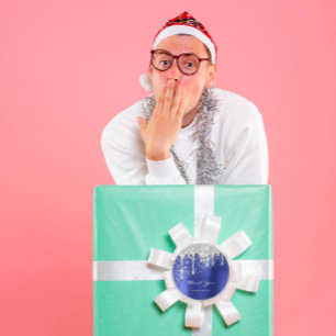 Sticker Rond Nom de remerciement 16e Parties scintillant noire 