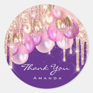 Sticker Rond Nom de remerciement 16e Parties scintillant nuptia