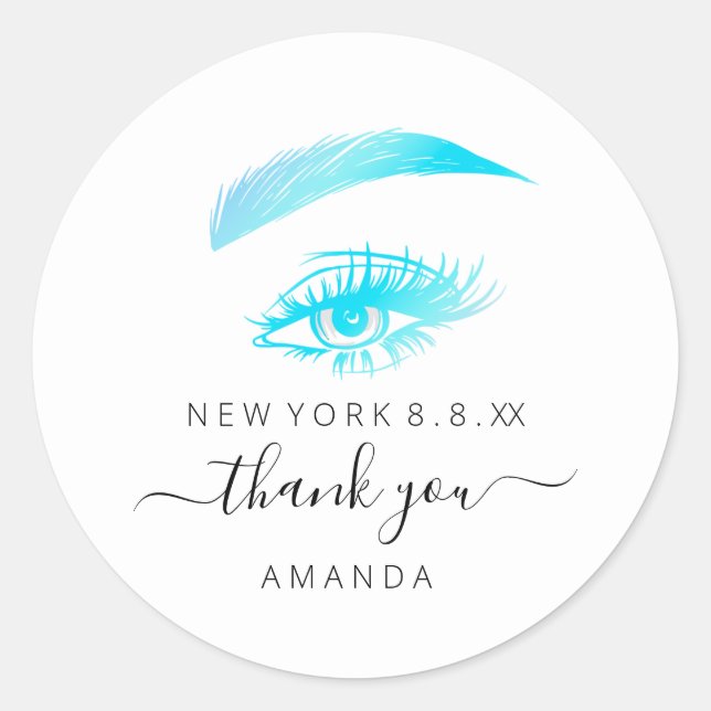 Sticker Rond Nom de remerciement Promotionnels Lashes Logo Blan (Devant)