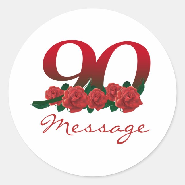 Sticker Rond Nom de texte personnalisé 90e anniversaire (Devant)
