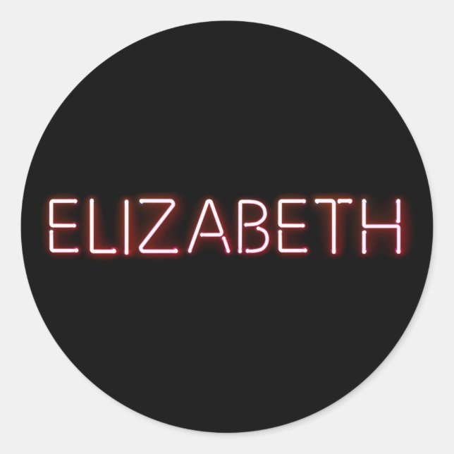 Sticker Rond Nom d'Elizabeth dans les néons brillants (Devant)
