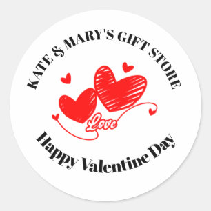 Sticker Rond Nom d'entreprise personnalisé Bonne Saint-Valentin