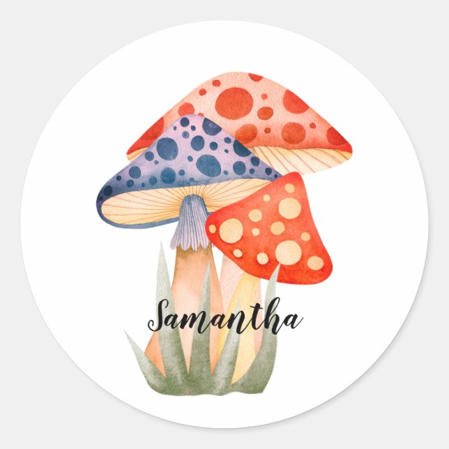 Sticker Rond Nom du champignon de bois mou (Devant)