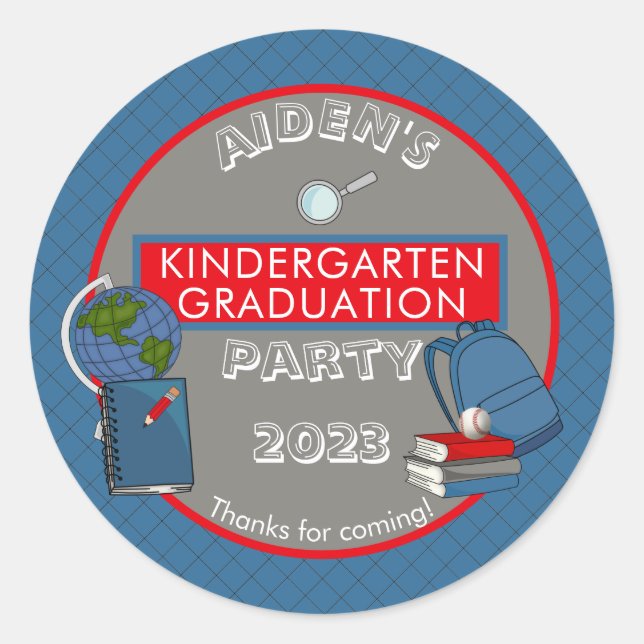 Sticker Rond Nom du diplôme de la maternelle | Année | École (Devant)