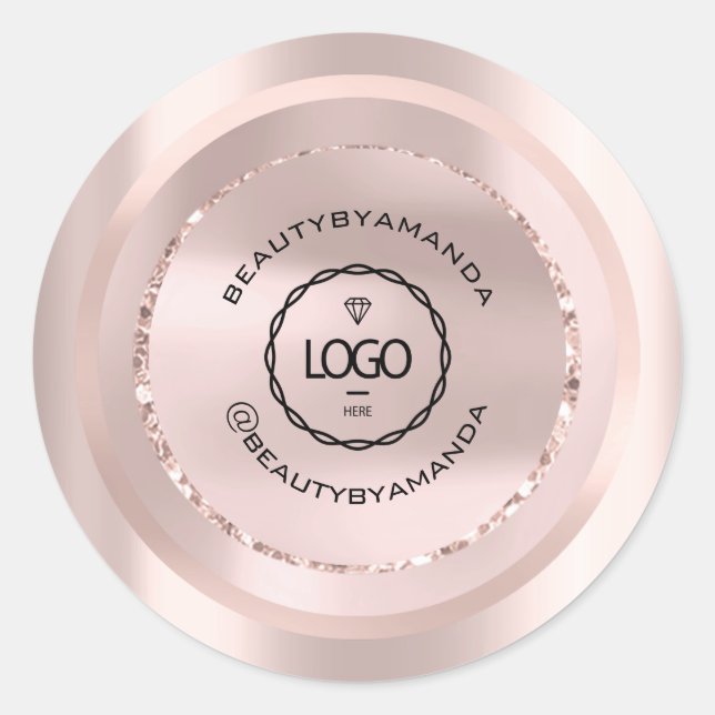 Sticker Rond Nom du logo Corps Maquillage Emballage Rose Beauté (Devant)