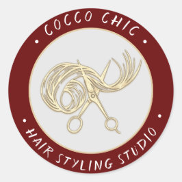 Sticker Rond Nom du logo des ciseaux Merci Gold Bourgogne
