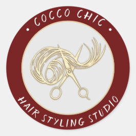 Sticker Rond Nom du logo des ciseaux Merci Gold Bourgogne