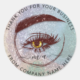 Sticker Rond Nom du logo Eyelash Holographe Merci MUA Brown