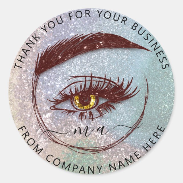 Sticker Rond Nom du logo Eyelash Holographe Merci MUA Brown (Devant)