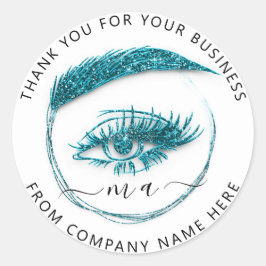 Sticker Rond Nom du logo Eyelash Holographe Merci Parties scint