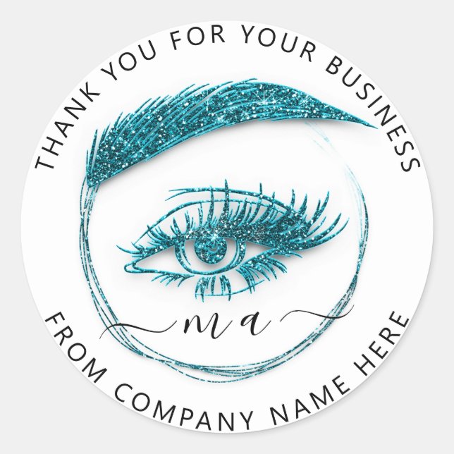 Sticker Rond Nom du logo Eyelash Holographe Merci Parties scint (Devant)