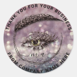 Sticker Rond Nom du logo EyelashMerci Parties scintillant gris 