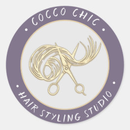 Sticker Rond Nom du logo Merci Gold Lavender