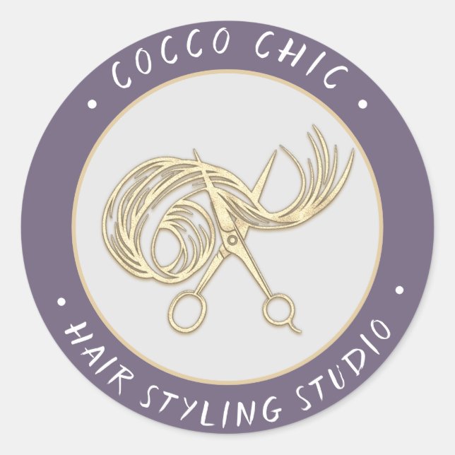 Sticker Rond Nom du logo Merci Gold Lavender (Devant)