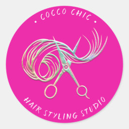 Sticker Rond Nom du logo Merci Holographe Pinky