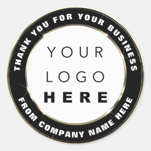Sticker Rond Nom du logo Merci Web Gold Black White