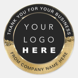 Sticker Rond Nom du logo Merci Web Gold Elegant