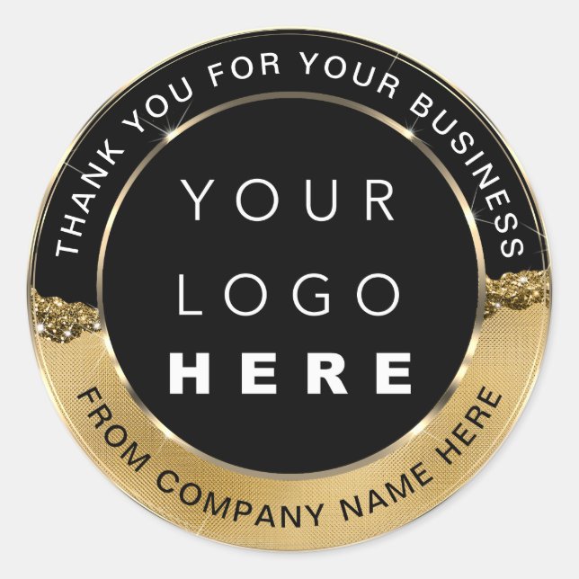 Sticker Rond Nom du logo Merci Web Gold Elegant (Devant)