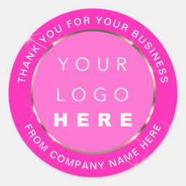 Sticker Rond Nom du logo Merci Web Gold Rose Fuchsia