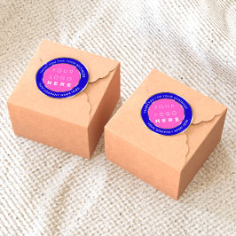 Sticker Rond Nom du logo Merci Web Gold Rose Royal Blue