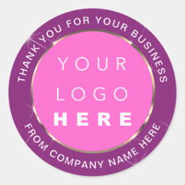 Sticker Rond Nom du logo Merci Web Gold Rose violet