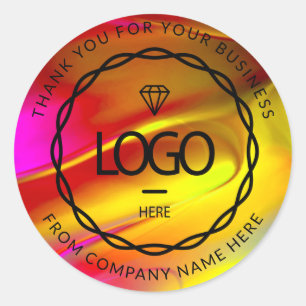 Sticker Rond Nom du logo Merci Web rose rouge or
