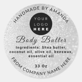 Sticker Rond Nom du logo personnalisé BodyButter Parties scinti