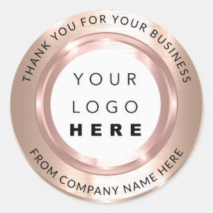 Sticker Rond Nom du logo personnalisé Rose Web BlushThank you