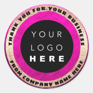 Sticker Rond Nom du logo personnalisé Sceau Golden Pink Logo Ca