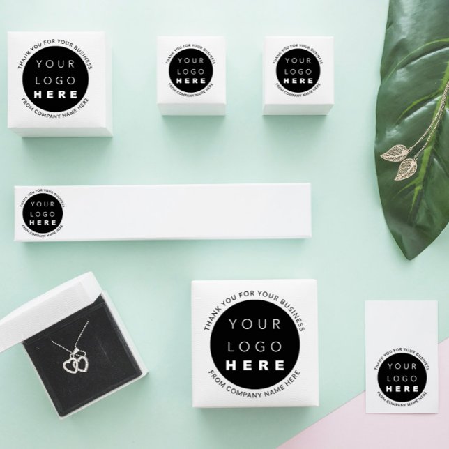 Sticker Rond Nom du logo personnalisé Web Modern WhiteThank you (Créateur téléchargé)