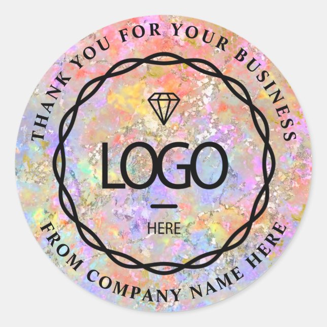 Sticker Rond Nom du logo Web Merci entreprise Holographe Abstra (Devant)