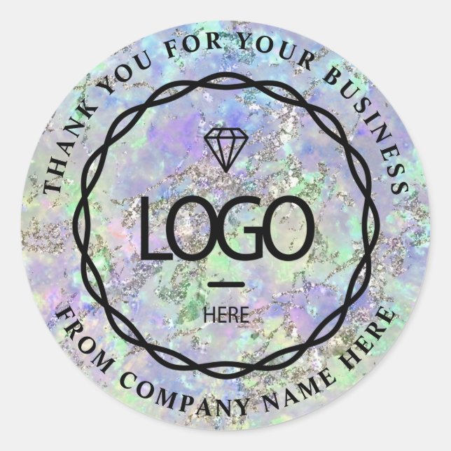 Sticker Rond Nom du logo Web Merci entreprise Holographe bleu (Devant)