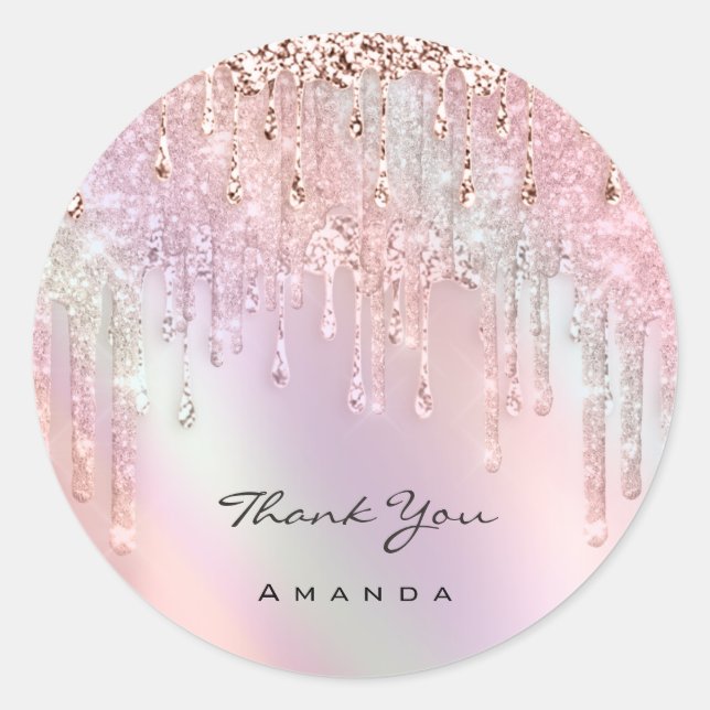 Sticker Rond Nom du Merci 16e Holographie de rose nuptiale (Devant)