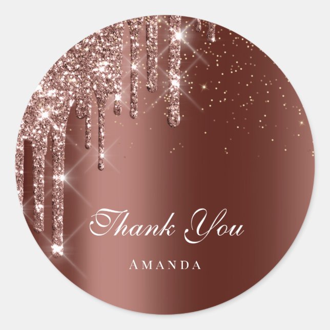 Sticker Rond Nom du Merci 16e Lecteurs d'or nuptiale Mariage Br (Devant)