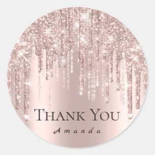 Sticker Rond Nom du Merci 16e Rose nuptiale Parties scintillant