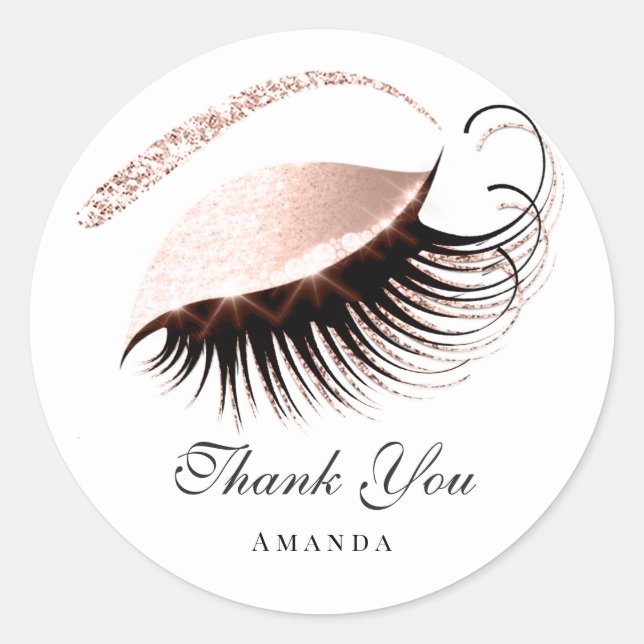 Sticker Rond Nom du Merci 16e Rose nuptiale Parties scintillant (Devant)