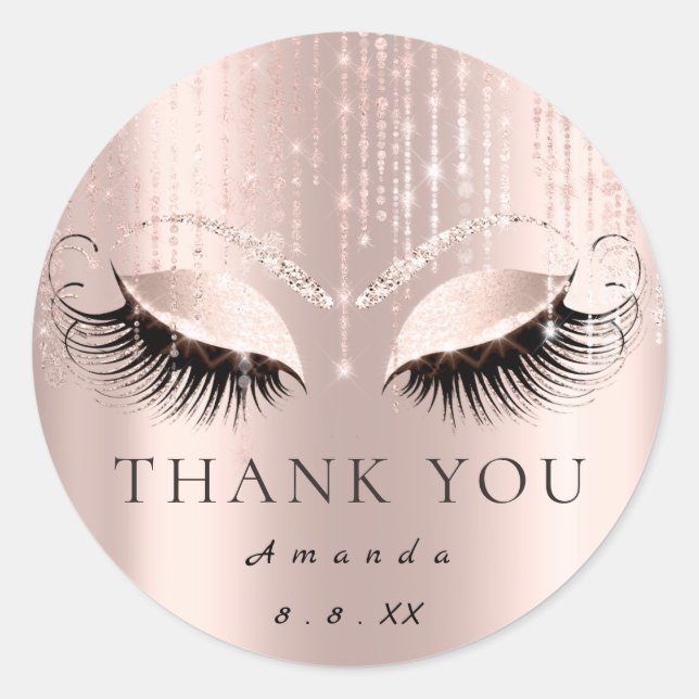 Sticker Rond Nom du Merci Date Rose Mariée Sweet 16e (Devant)