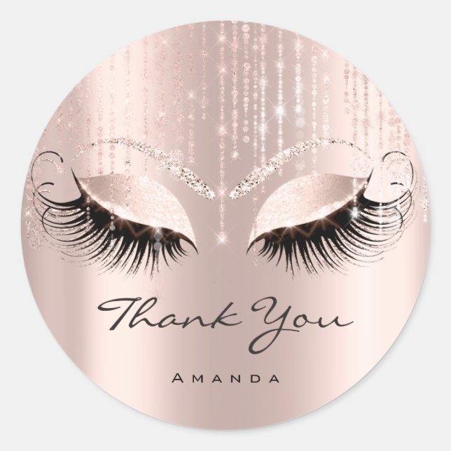 Sticker Rond Nom du Merci Eyelash Rose marié Sweet 16e (Devant)