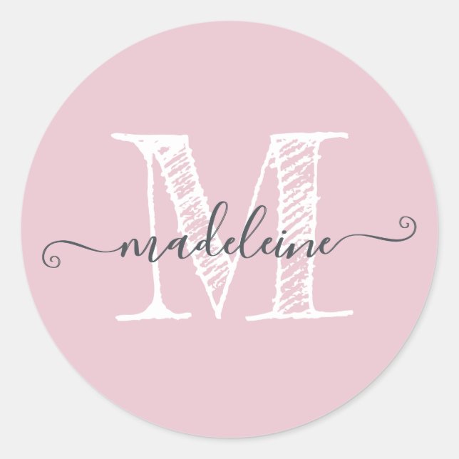 Sticker Rond Nom du script moderne Monogramme Parfait initial r (Devant)