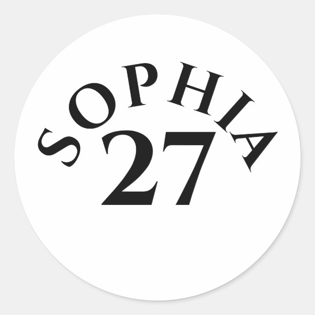 Sticker Rond Nom et numéro personnalisés (Devant)