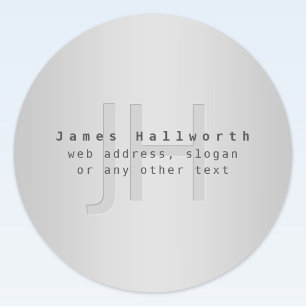 Sticker Rond Nom et slogan éditable moderne Dégradé gris