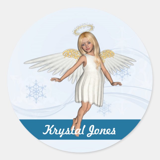 Sticker Rond Nom Étiquettes/Stickers - Angel Design (Devant)