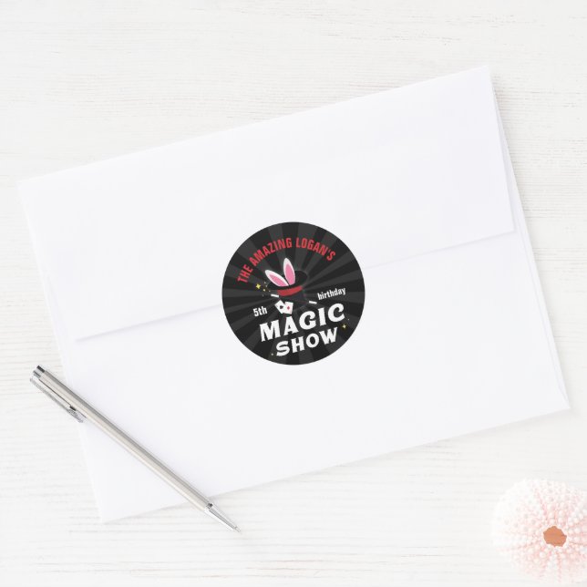 Sticker Rond Nom Extraordinaire Magicien Anniversaire, toute fê (Enveloppe)