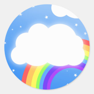 Sticker Rond Nom fait sur commande de nuage d'arc-en-ciel -